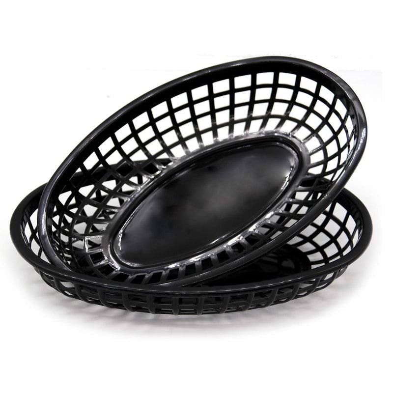 FEOOWV Retro Style Fast Food Basket (12Pk) and Checkered Deli Liner (100 Pk) Combo. Fast Food Basket Are Dishwasher Safe. Disposable Deli Paper Squares for Easy Cleanup (Black) - Image 5